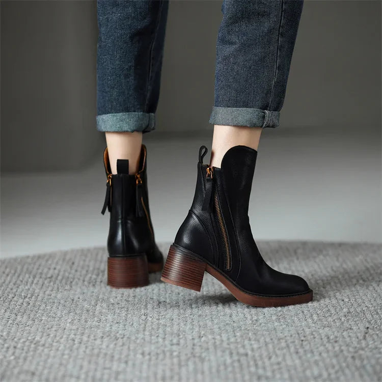 Adalina Leather Ankle Boots