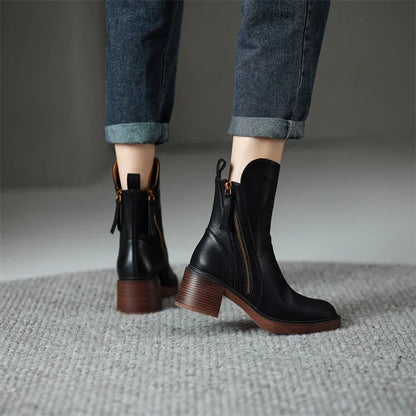 Adalina Leather Ankle Boots