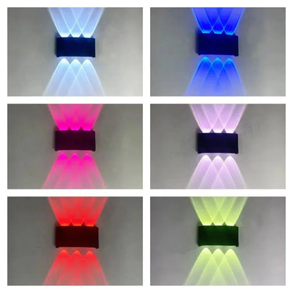 RGB Solar Wall Light for Terrace and Facade with 4-Sided Lighting and Color Selection