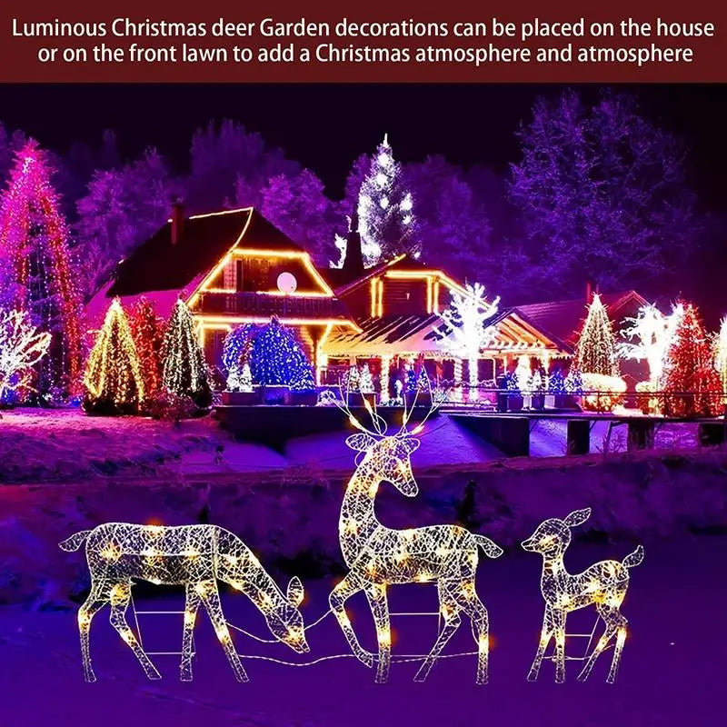 Christmas Lights Outdoor Reindeer Decoration Set