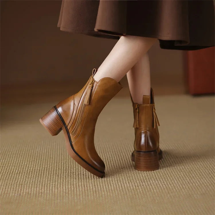 Adalina Leather Ankle Boots
