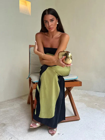 Anastasia | Abstract Strapless Maxi Dress