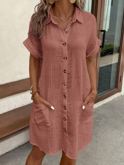 Hailey - Women’s Retro Cotton Linen Shirt Dress