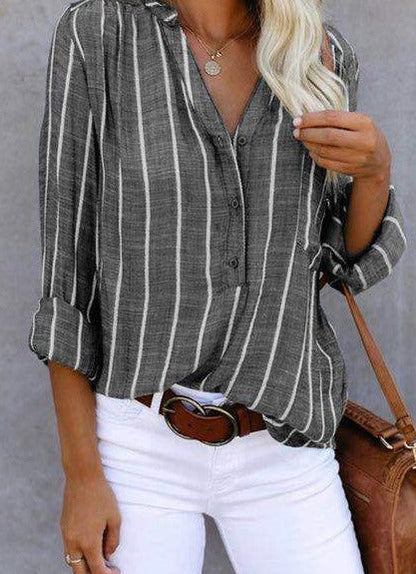 Giana - Striped Casual Blouse