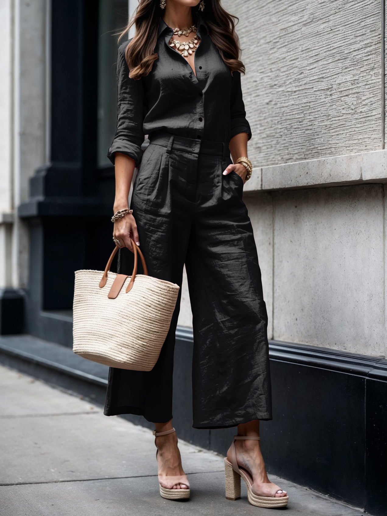 Sophia™ | Pink Capri Pants and Loose Shirt Set