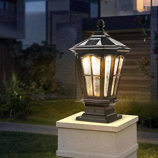 Outdoor Solar LED Black Garden Post Light