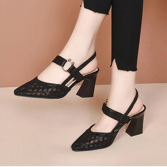 Sabine Pointy Toe Ankle Strap Rhinestone Sandals
