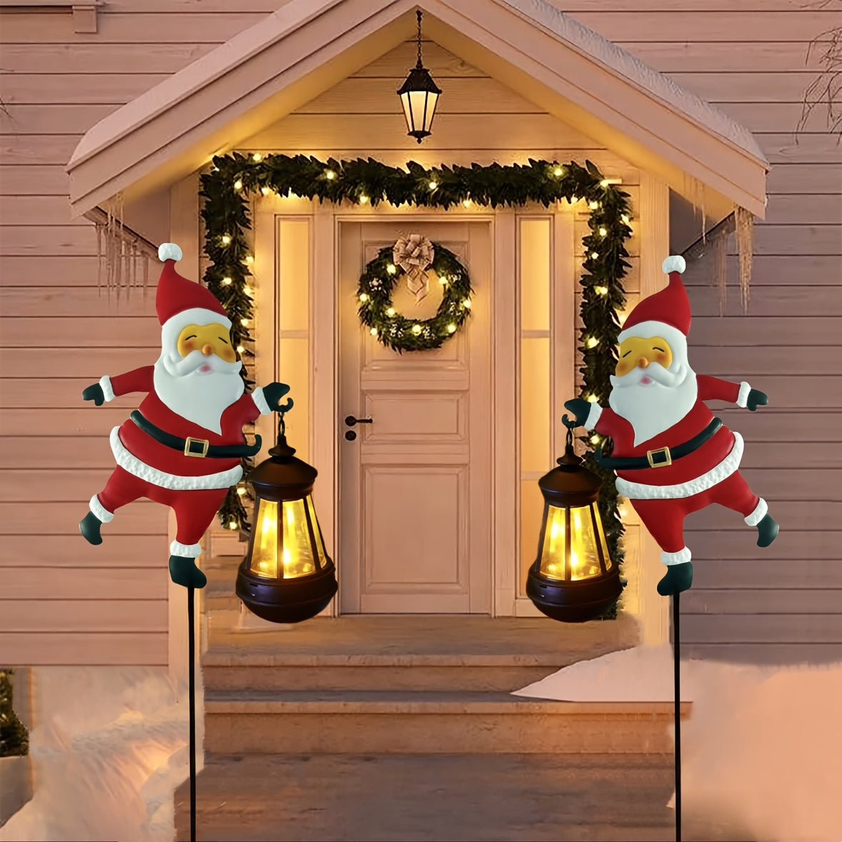 Outdoor Solar Lights with Santa Lanterns
