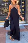 Melina Cross Halter Neck Sleeveless Stitching Dress