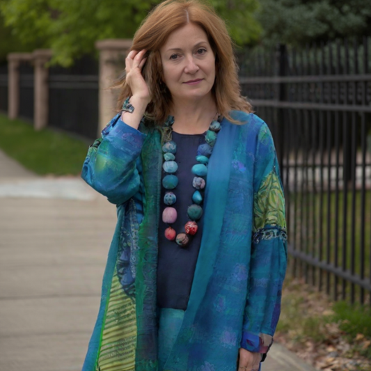 Millie | Vintage Cotton-Linen Printed Cardigan