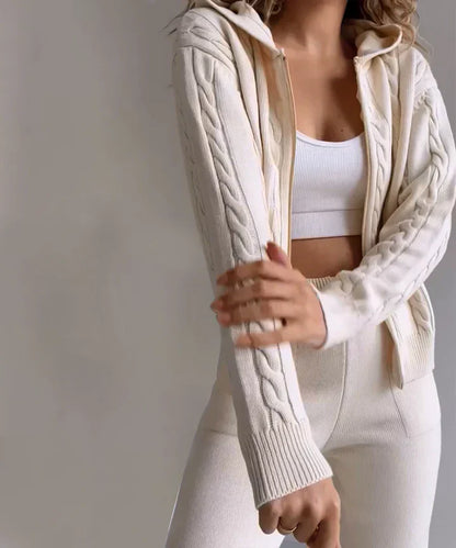 Poppy - Two-piece set casual jacquard knit sweater