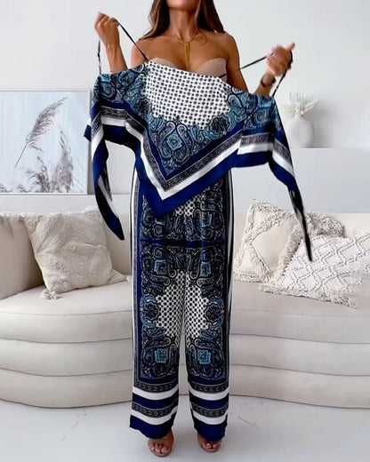SYD STYLISH PRINTED SLEEVELESS TOP AND PANTS SET