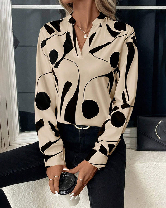 Rinan | Trendy Stylish Blouse with Luxury Motif and Long Sleeves