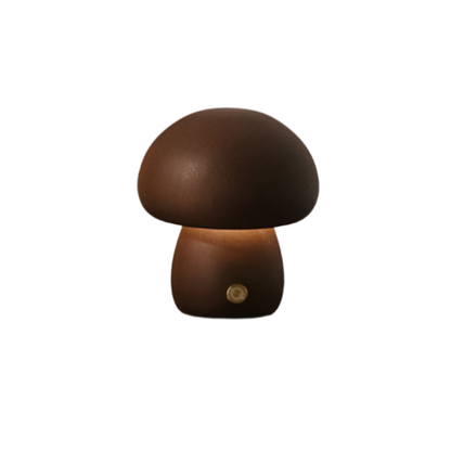 Table Lamp with Wooden Mushroom Design