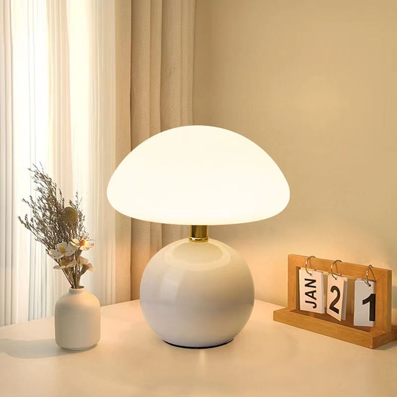 Bedside Lamp Ceramic Base Mushroom Shade Light