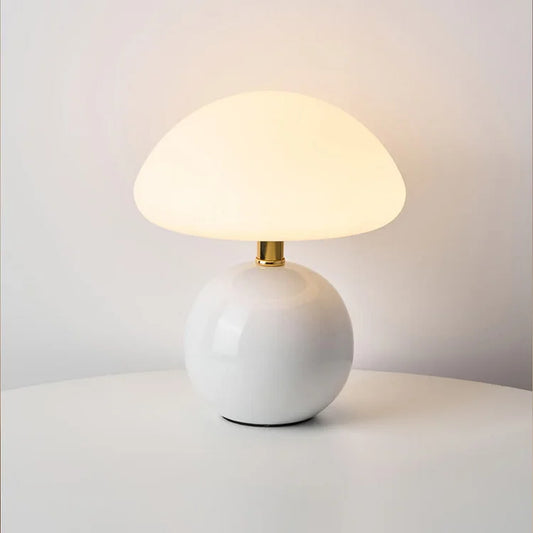 Bedside Lamp Ceramic Base Mushroom Shade Light