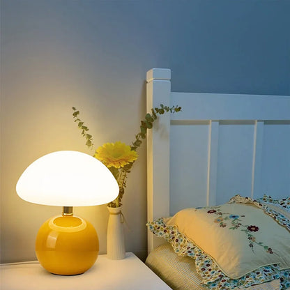 Bedside Lamp Ceramic Base Mushroom Shade Light