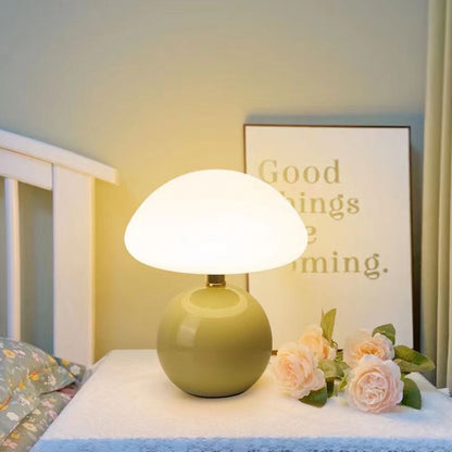 Bedside Lamp Ceramic Base Mushroom Shade Light