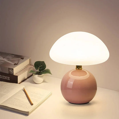 Bedside Lamp Ceramic Base Mushroom Shade Light
