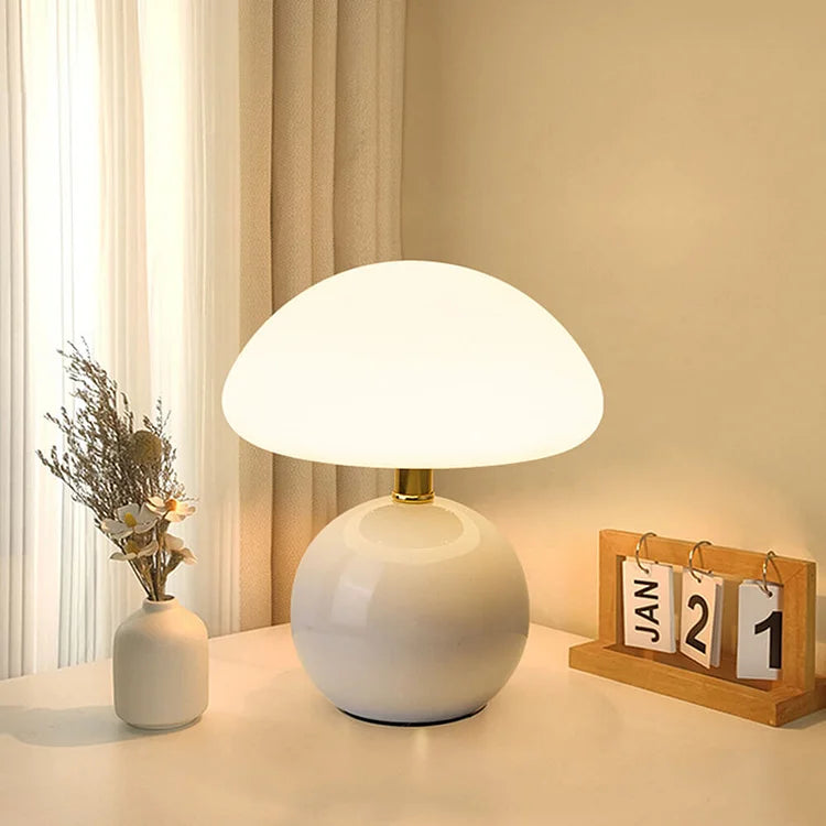 Bedside Lamp Ceramic Base Mushroom Shade Light