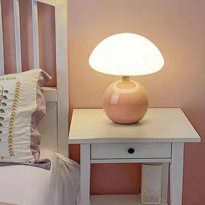 Bedside Lamp Ceramic Base Mushroom Shade Light