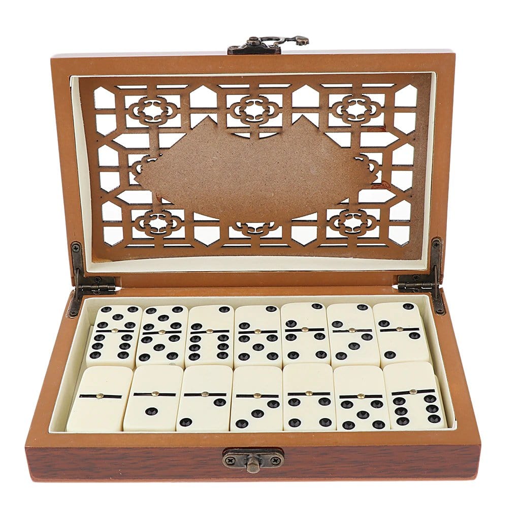 Wooden Domino Storage Box Set