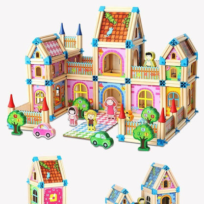 Wooden Dollhouse Building Toy Set