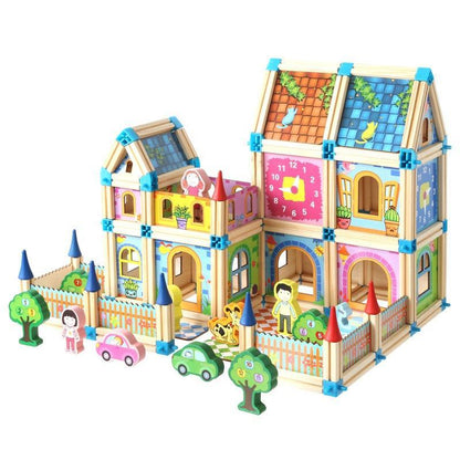 Wooden Dollhouse Building Toy Set