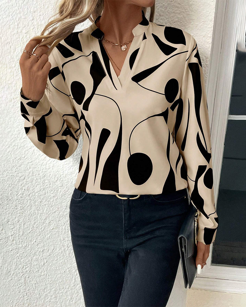 Rinan | Trendy Stylish Blouse with Luxury Motif and Long Sleeves
