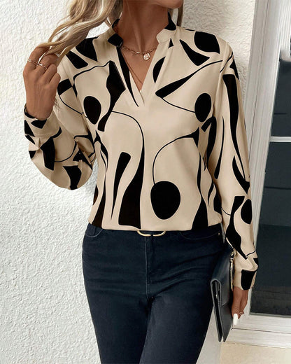 Rinan | Trendy Stylish Blouse with Luxury Motif and Long Sleeves