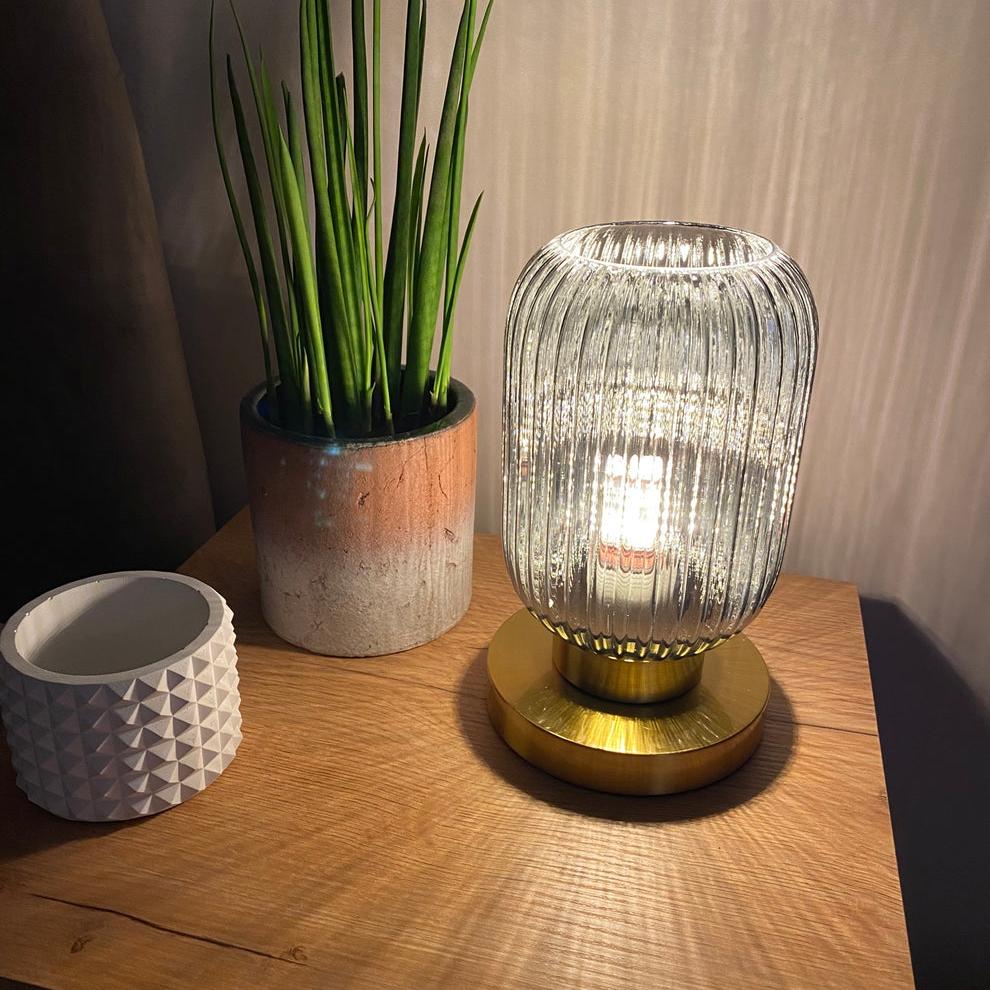 Table Lamp Modern Glass Shade Bedside Light