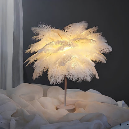 Feather Shade Modern Table Lamp
