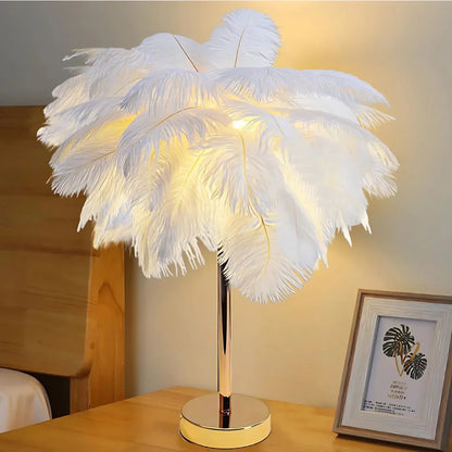 Feather Shade Modern Table Lamp