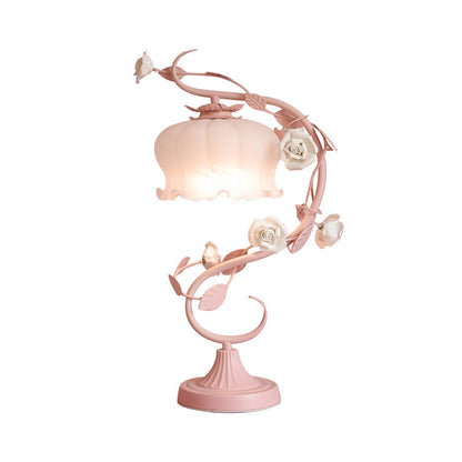 Table Lamp Vintage Rose Glass Bedside Light
