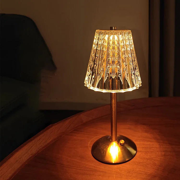 Table Lamp with Crystal Shade and USB Charging