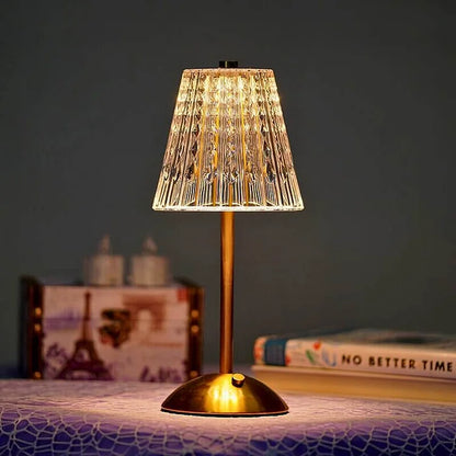 Table Lamp with Crystal Shade and USB Charging