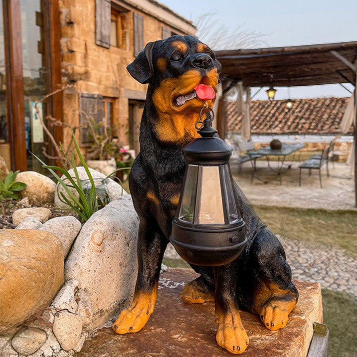 Solar Garden Dog Statue Light