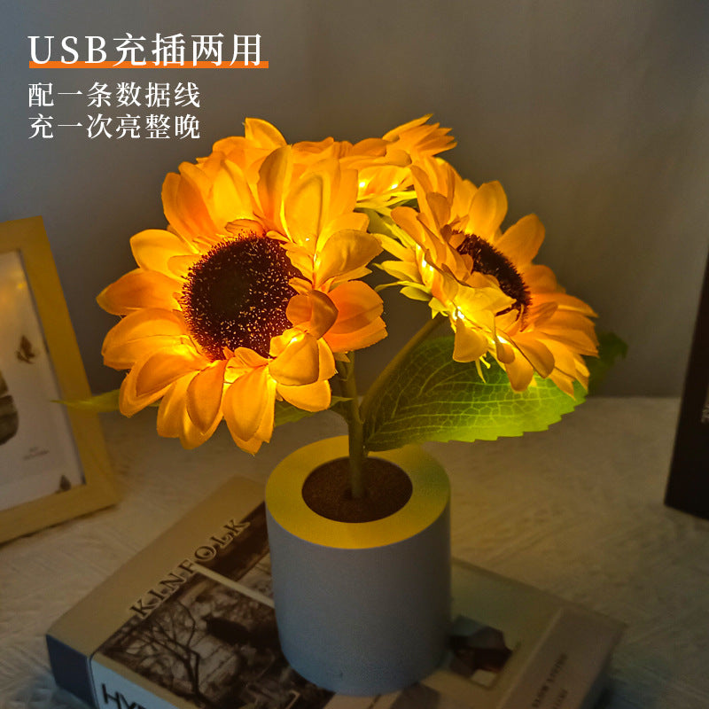 Table Lamp Sunflower LED USB Rechargeable Light