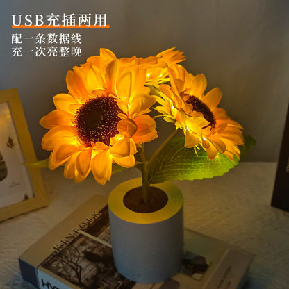 Table Lamp Sunflower LED USB Rechargeable Light