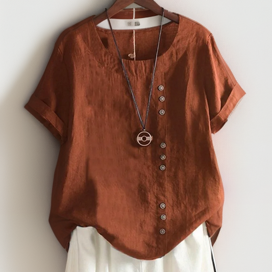 Delyssa T-shirt With Round Neck And Buttons