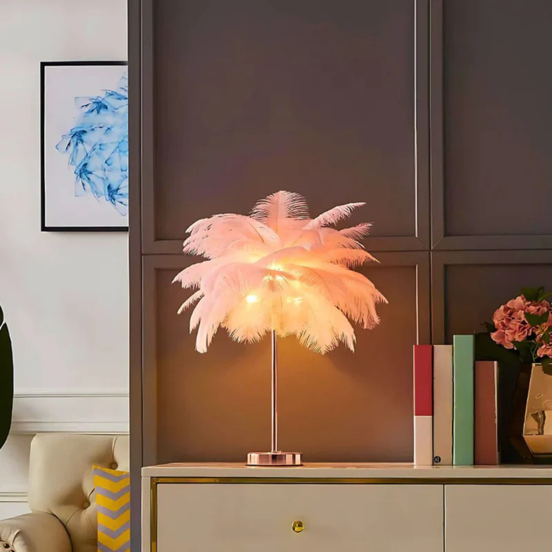 Feather Shade Modern Table Lamp