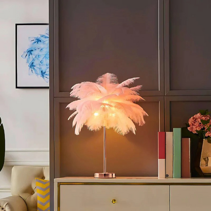 Feather Shade Modern Table Lamp