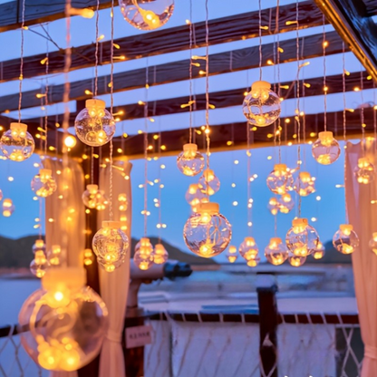 Fairy Lights with Hanging Globe Ornaments