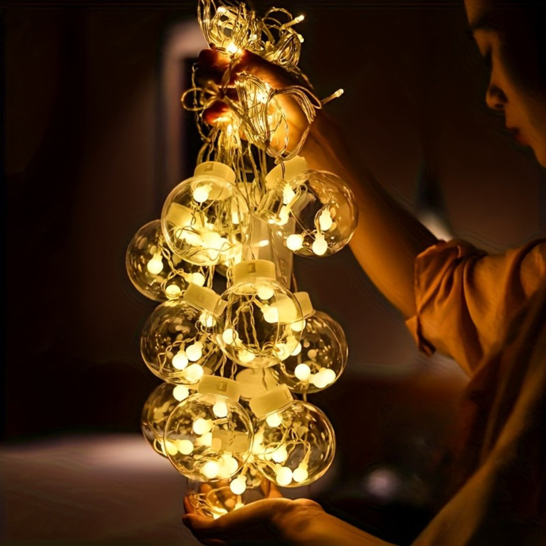 Fairy Lights with Hanging Globe Ornaments