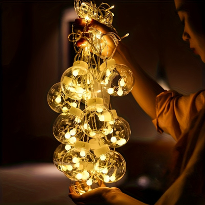 Fairy Lights with Hanging Globe Ornaments