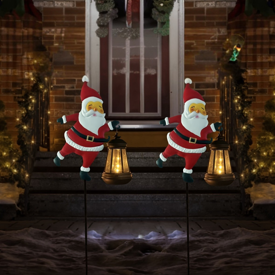 Outdoor Solar Lights with Santa Lanterns