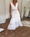 Ninfea | Sleeveless Midi Dress in Boho Style with Lace Details