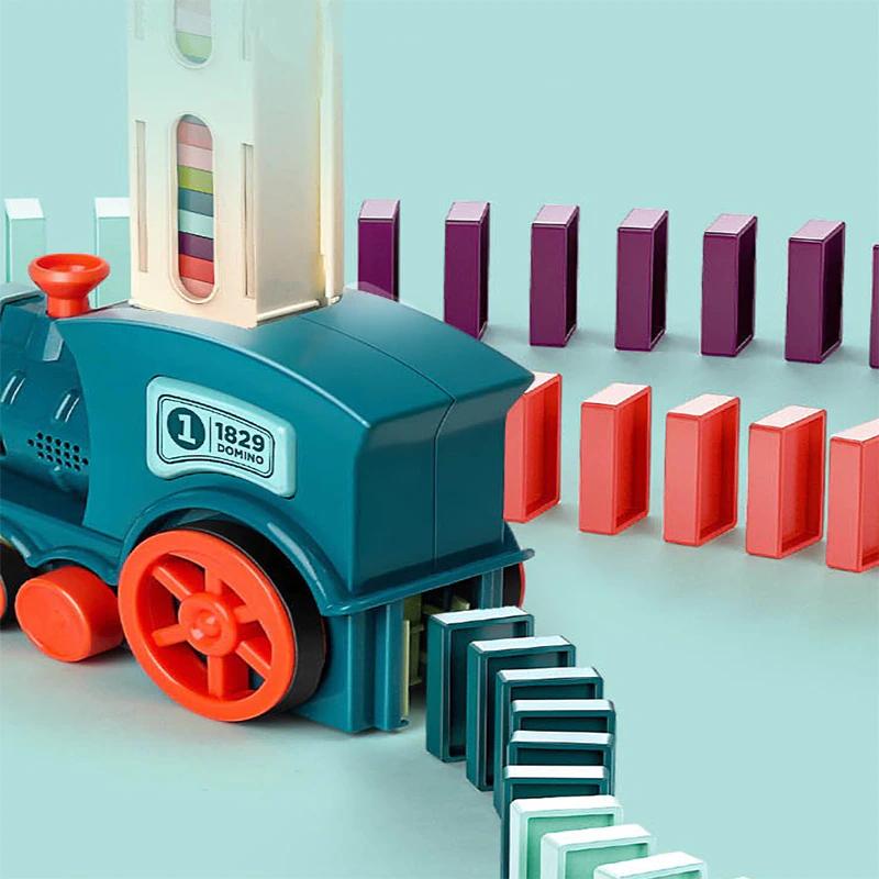 Wooden Domino Train Automatic Toy Set