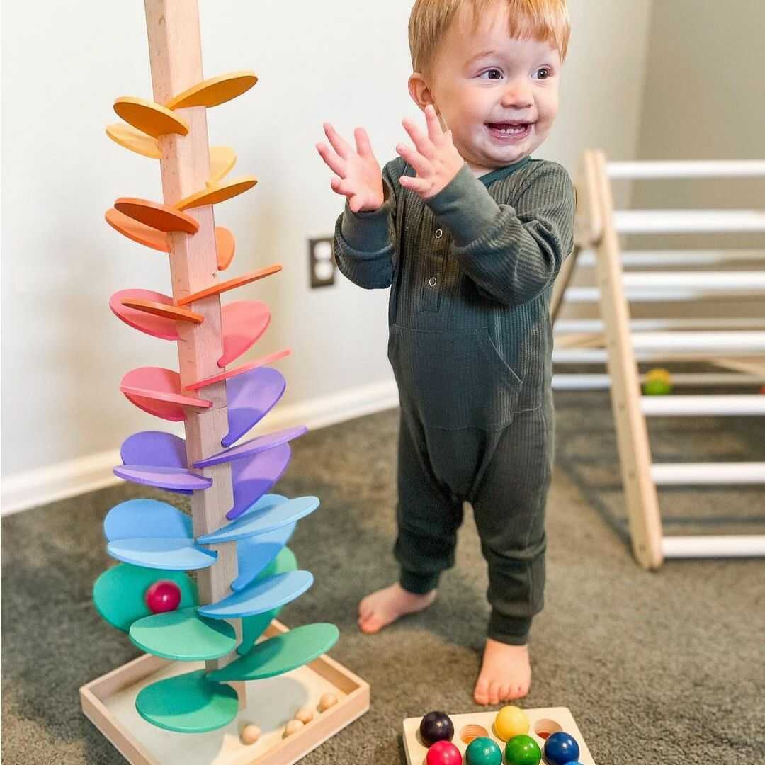 Marble Run Wooden Rainbow Sensory Toy
