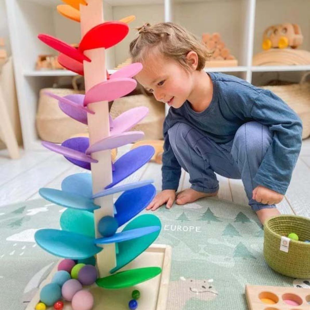 Marble Run Wooden Rainbow Sensory Toy